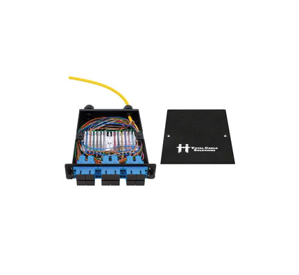 LGX Fiber Splice Cassette with 6 SC/UPC Quad Adapters and 12 Fiber SMF Pigtail