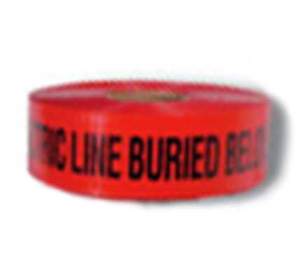 6.00″ x 1000′ Roll, Detectable, Red w/ Black “Caution Electric Line Buried Below”