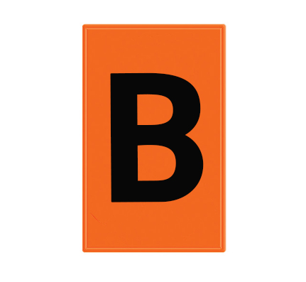 Decal, “B”, Black Text On Orange Background