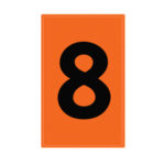 Decal, "8", , Black Text On Orange Background ACP International DN558