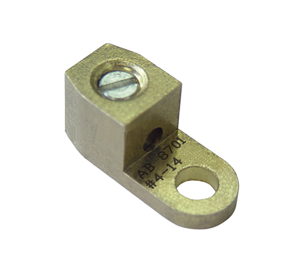 Bronze Terminal Lug, #14-#4 AWG, 1/4″ Hole for Stud