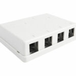Surface Mount, 4-Port, No Jack, White Vertical Cable 039-362WH