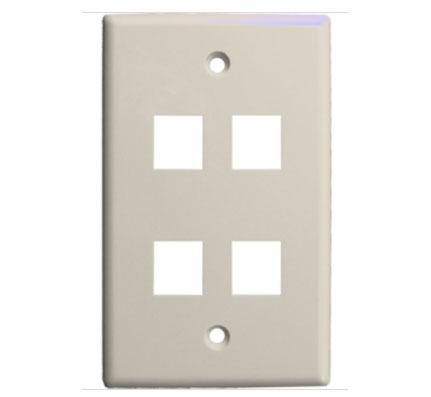 Wall Plate, Keystone, 4-Port, Almond