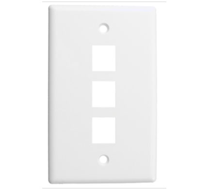 Wall Plate, Keystone, 3-Port, White