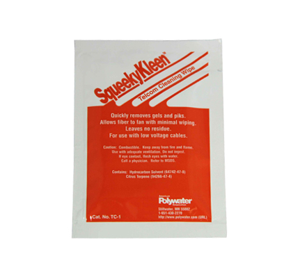 Polywater® SqueekyKleen™ Fiber & Copper Gel Filled Cable Cleaner, Individual Wipes