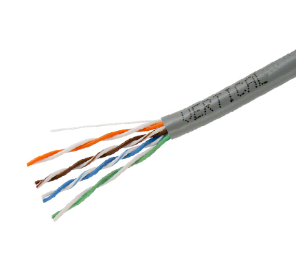 CAT 5E Riser Rated 24 AWG 4 Pair Unsheilded Solid Bare Copper Cable, Gray