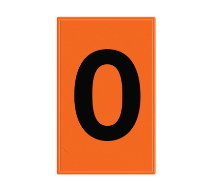 Decal, “0”, Black Text On Orange Background