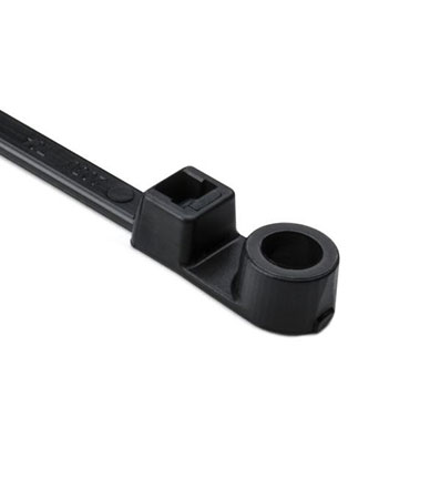 Screw Mount Cable Ties, 8.5″, 50# Tensile Strength, Black, 1000 Per Pack